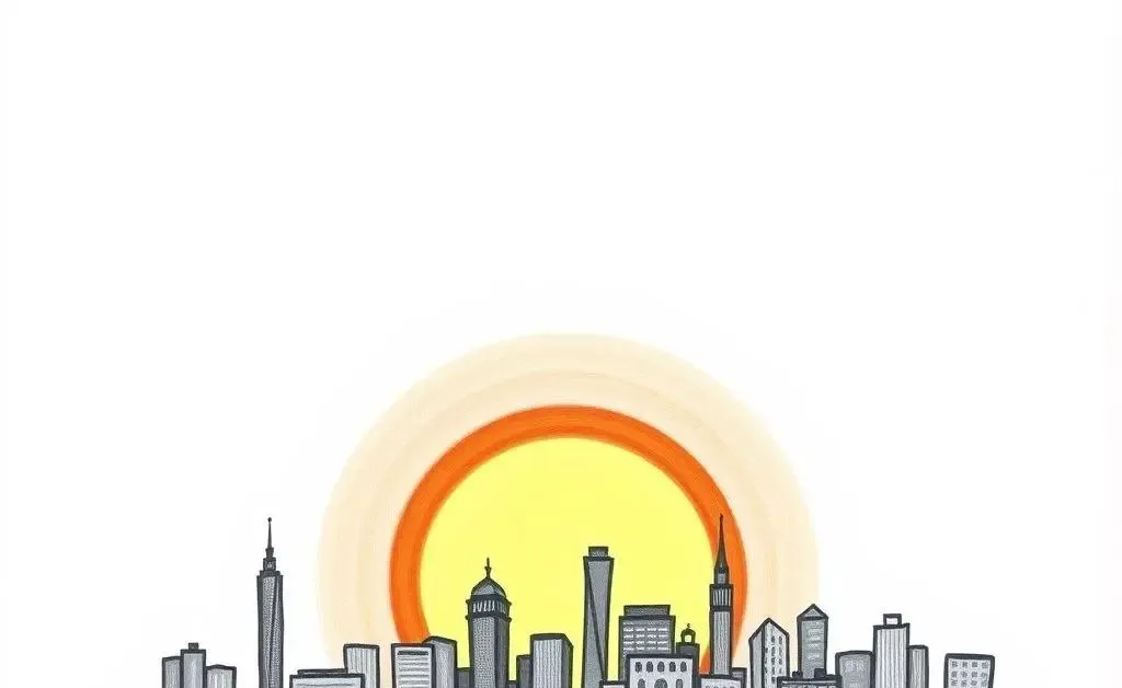 Sunrise over a cityscape, symbolizing new beginnings