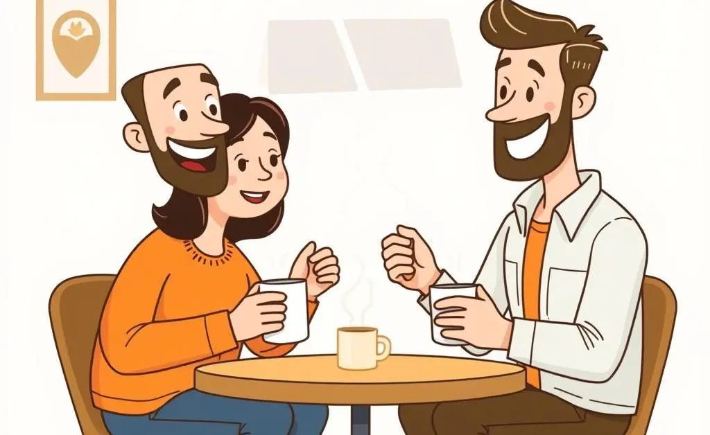 Two friends discussing insurance options over coffee