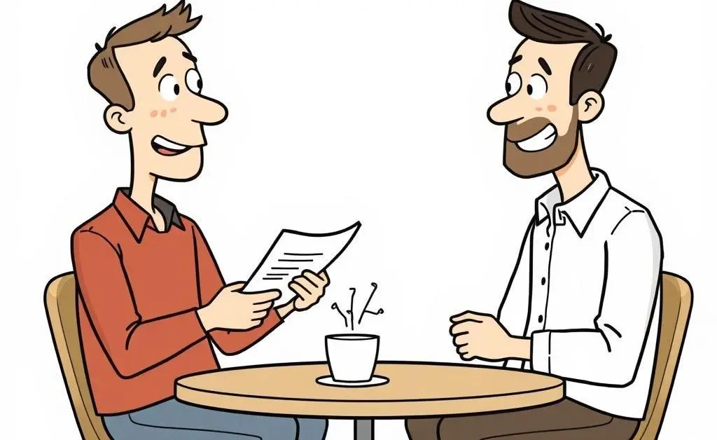 Cartoon of two friends discussing finance