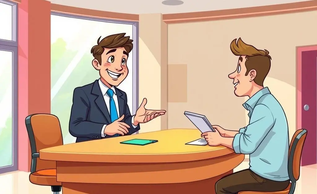 A friendly banker chatting with a customer