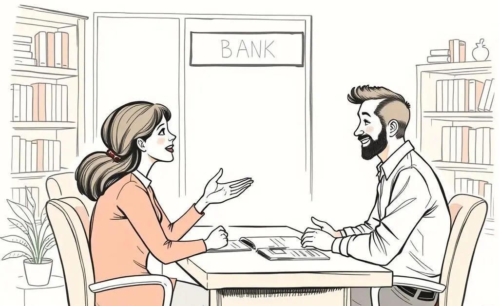 Friendly banker explaining to a couple