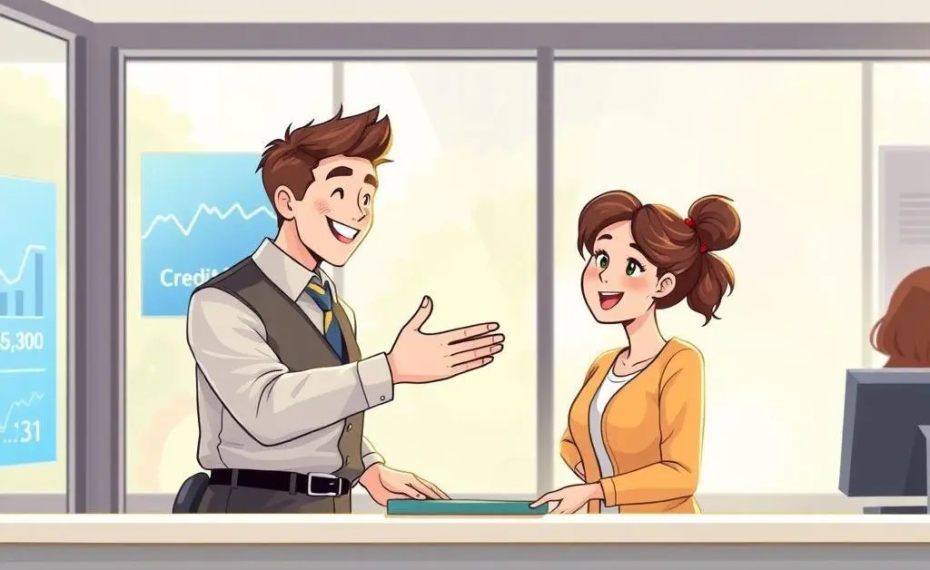 A credit union staff helping a customer