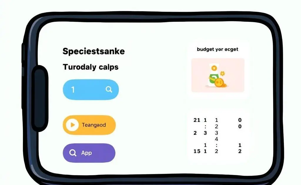 A clean, cartoon-style smartphone screen displaying an easy-to-use budget tracking app.