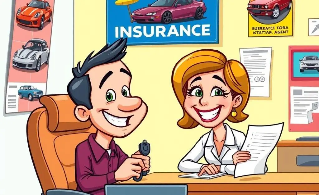 Friendly conversation between a car owner and an insurance agent.