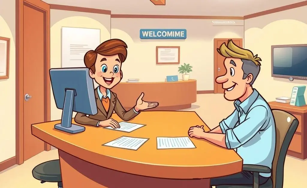 Talking with a friendly car insurance agent