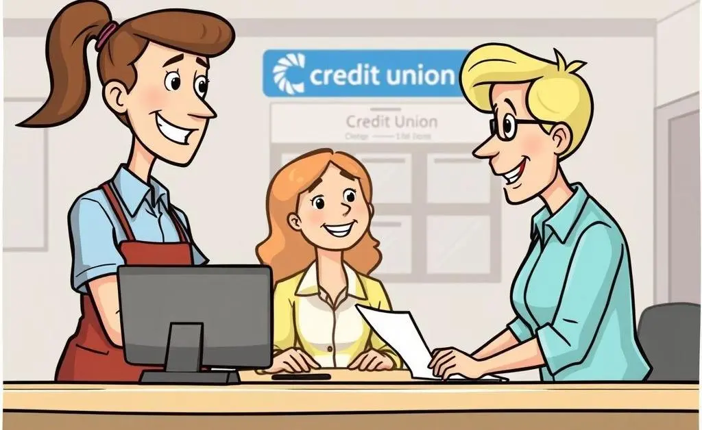 Friendly credit union staff helping a customer