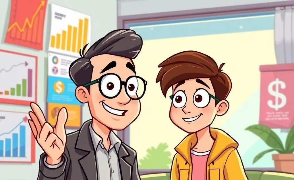 Friendly mentor explaining finances to a curious young adult
