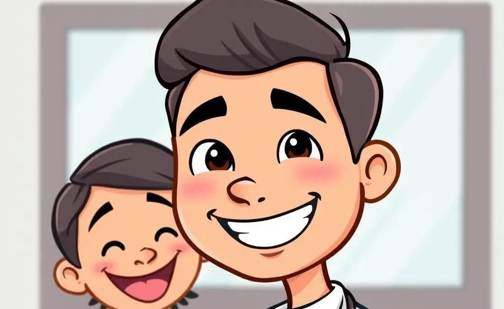 Friendly cartoon-style insurance agent smiling at a customer.