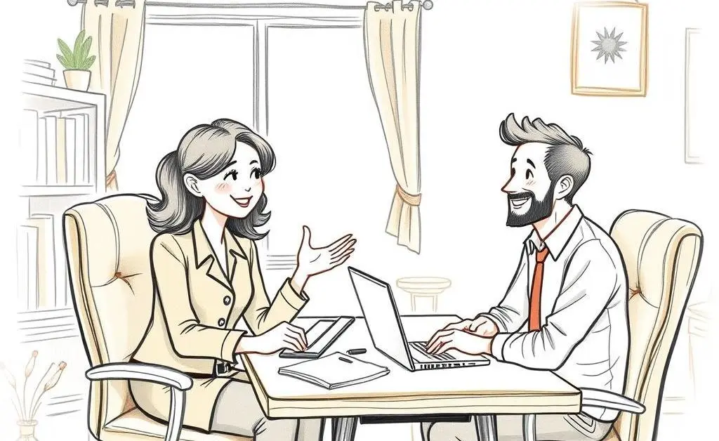 Friendly insurance agent discussion