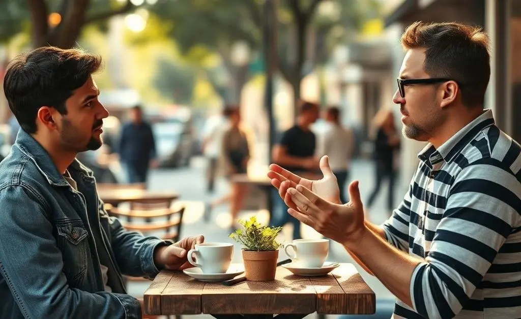 Two friends discussing car repair costs