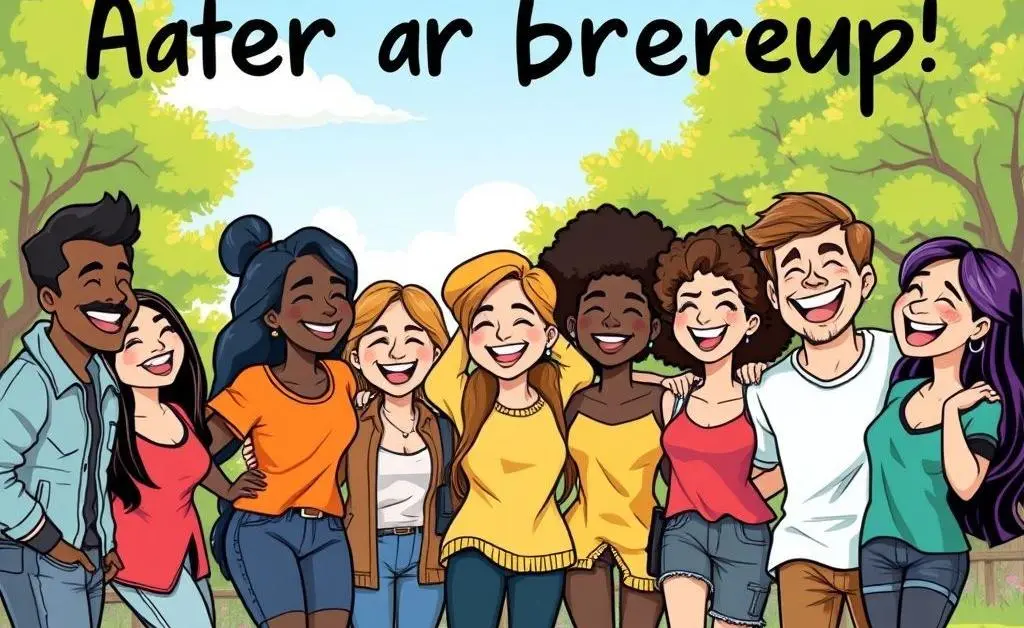 Illustration of friends laughing together.