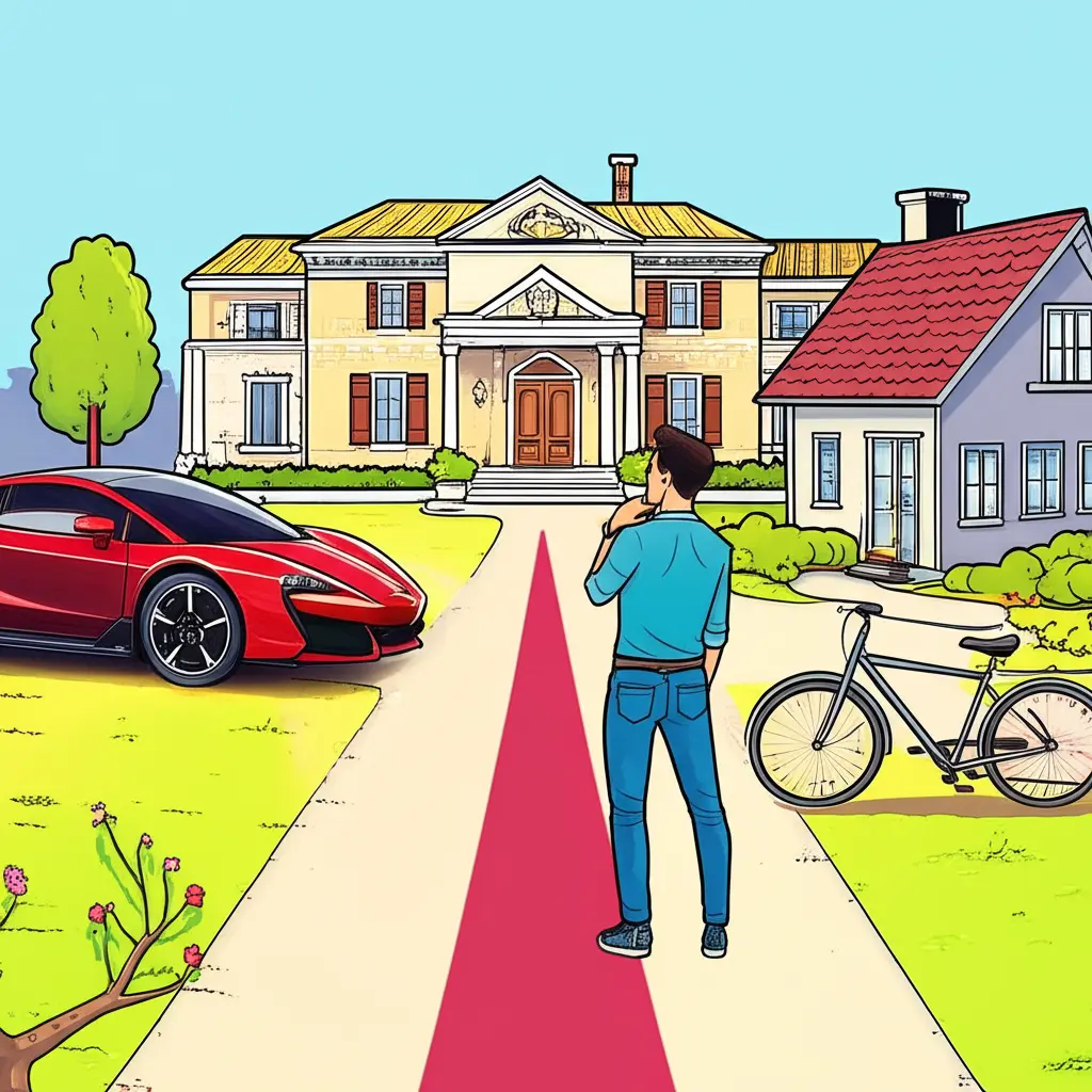 Person choosing between luxury and budget options