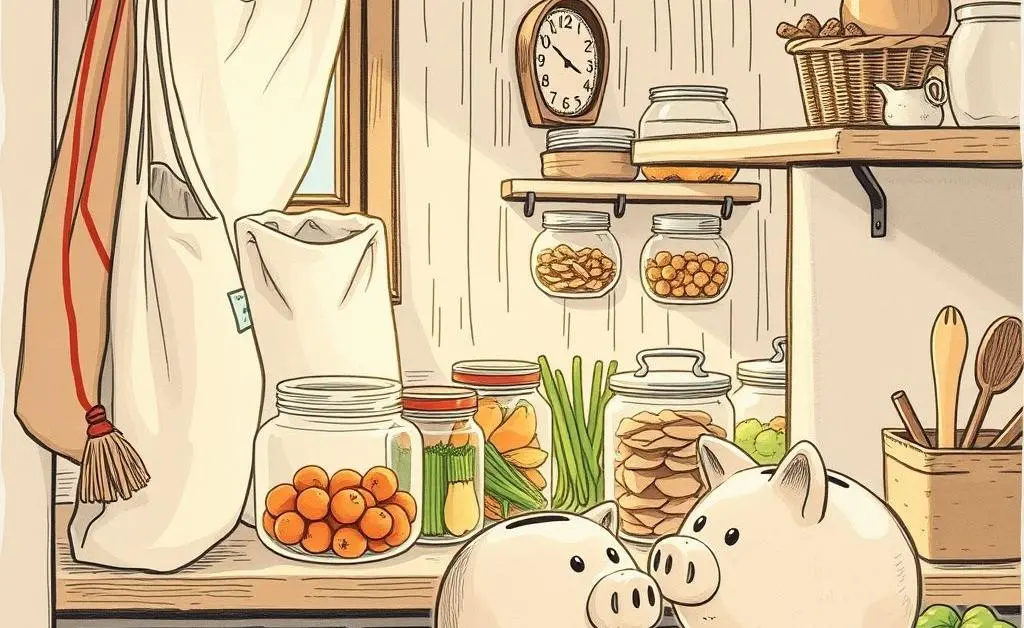 Scene depicting smart frugal living choices.