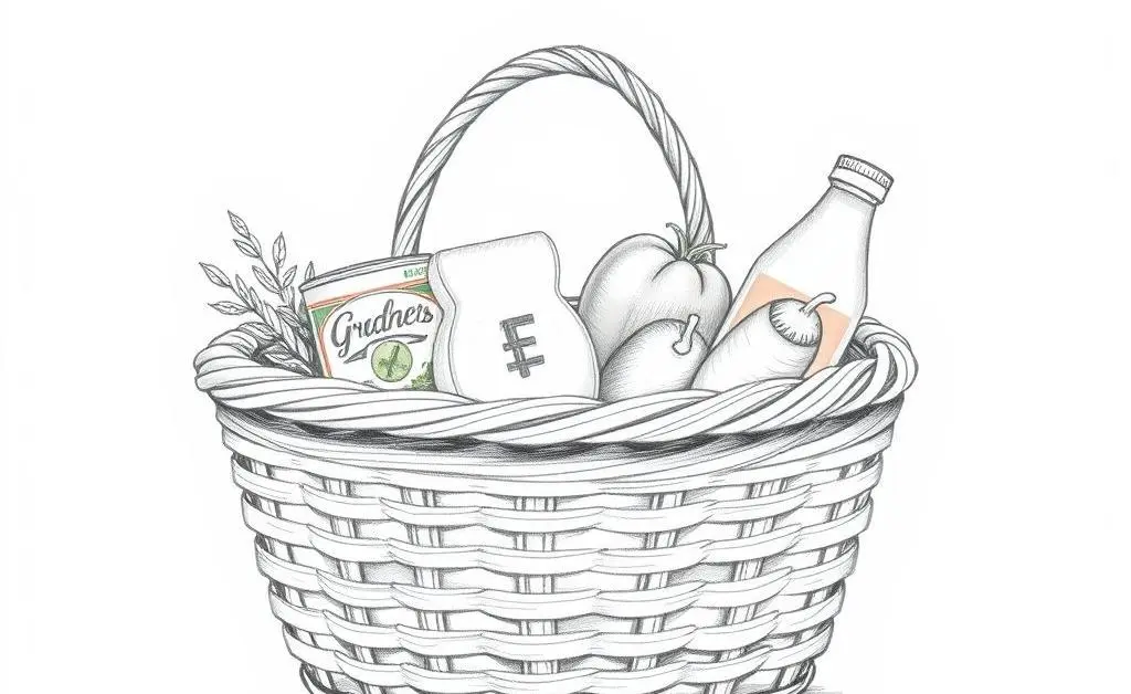 A shopping basket filled with budget groceries