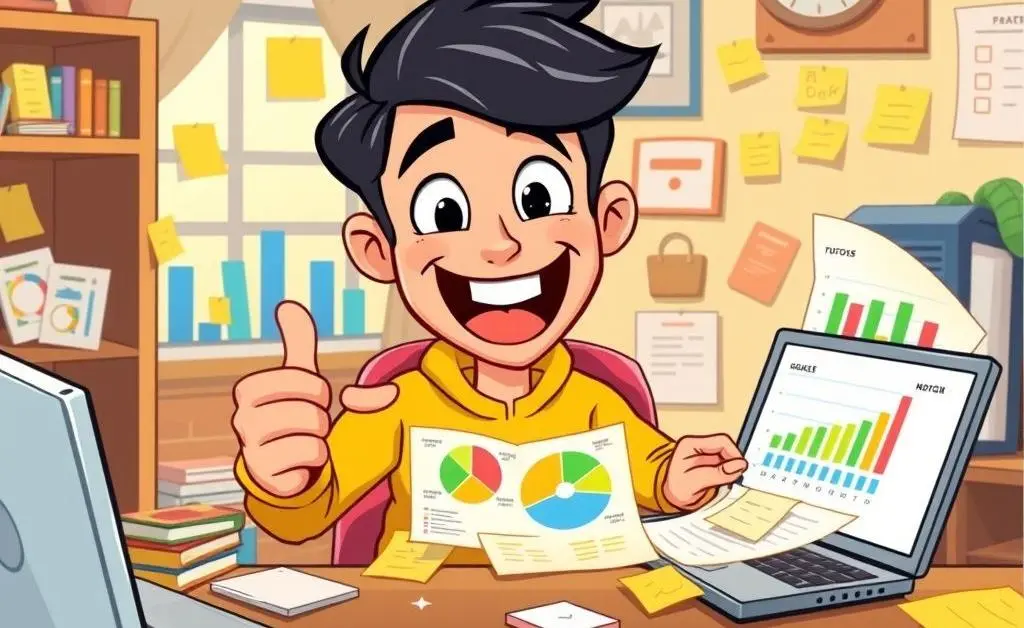 Cartoon homeowner purchasing tools and materials