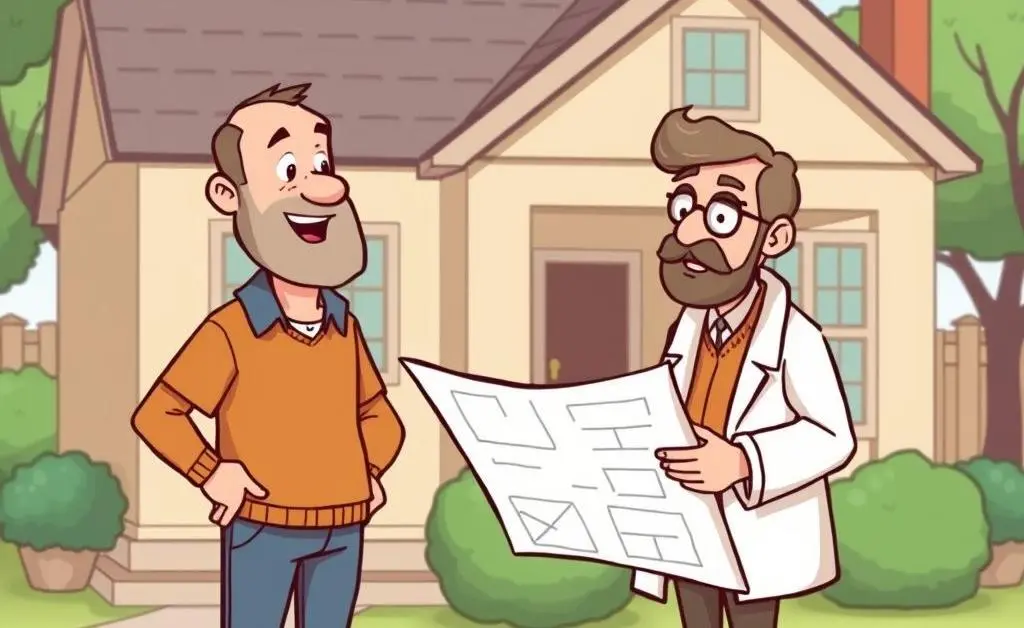 Cartoon homeowner calls a professional