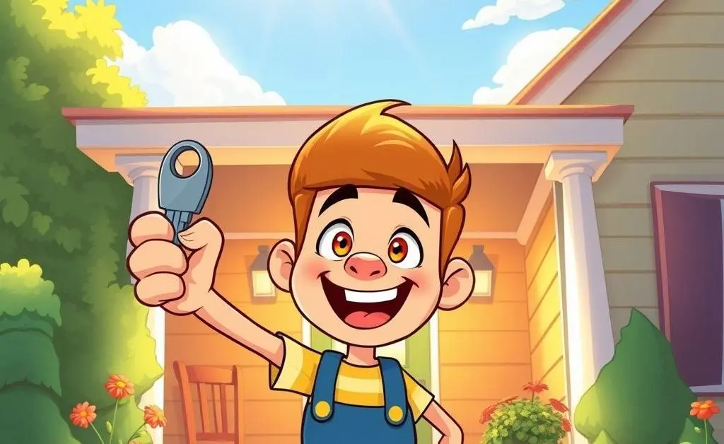 Sam can't believe their luck as they receive the keys to the house they just inherited, blissfully unaware of the hidden adventures ahead.