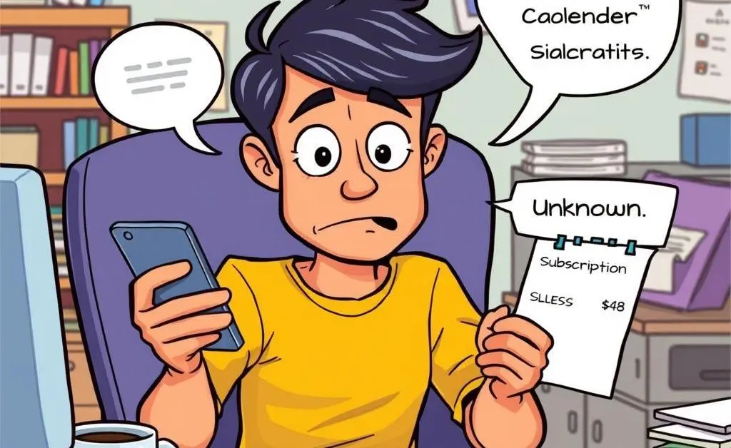 A person checking their calendar to find another 'unknown' subscription payment