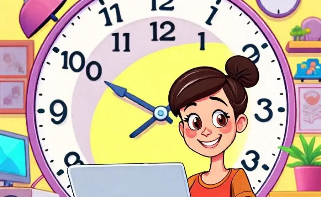 A cartoon clock showing time passing