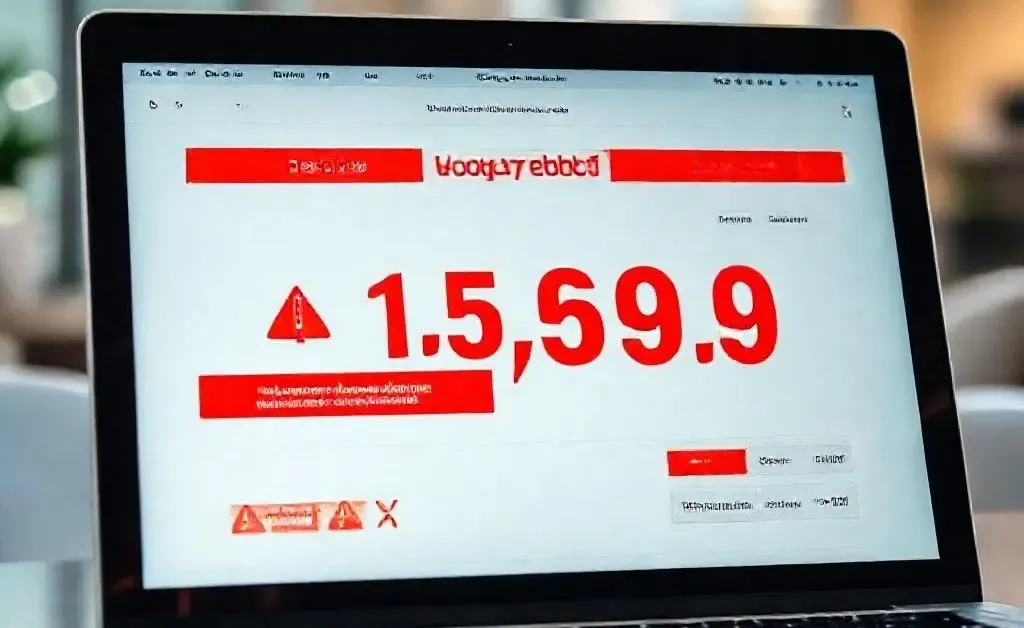 Laptop screen with high shopping total