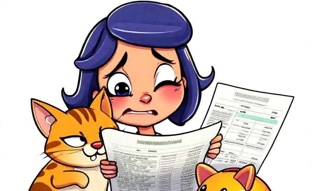 Mia looks at her bank statement with sweat on her brow