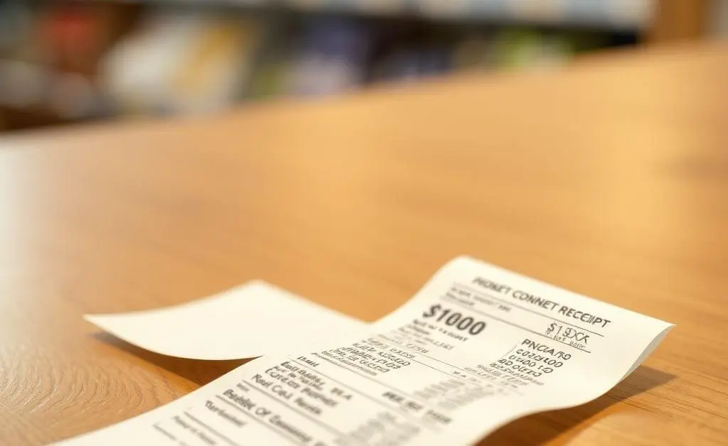 Character rationalizing purchases with a long receipt