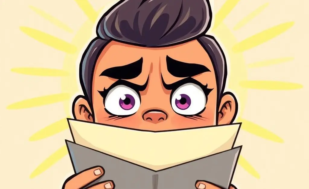 A cartoon person surprised at an open letter