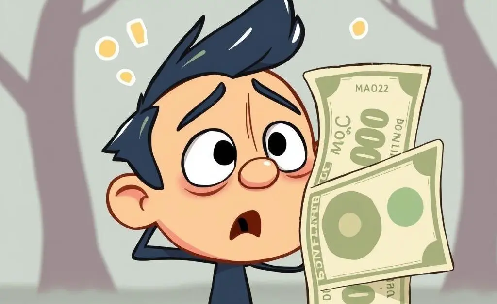 A cartoon character shocked and holding their forehead, looking at an enormous bill