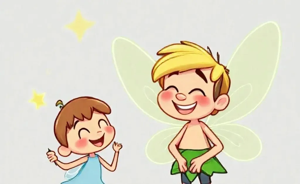 A cartoon fairy with a credit score wand, giggling at an amused Jay