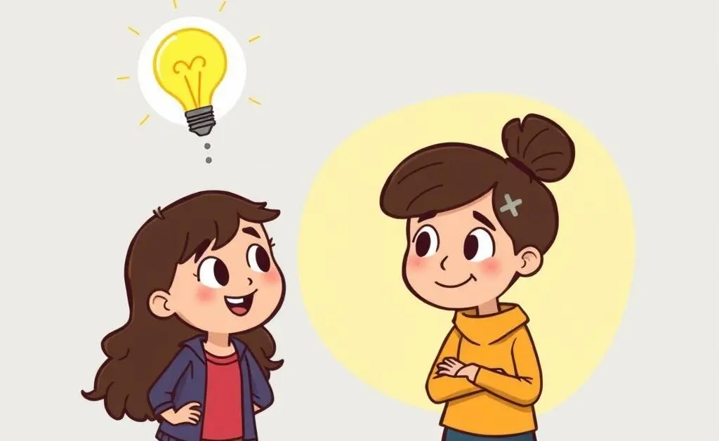 A friend advising Mia, showing a lightbulb moment