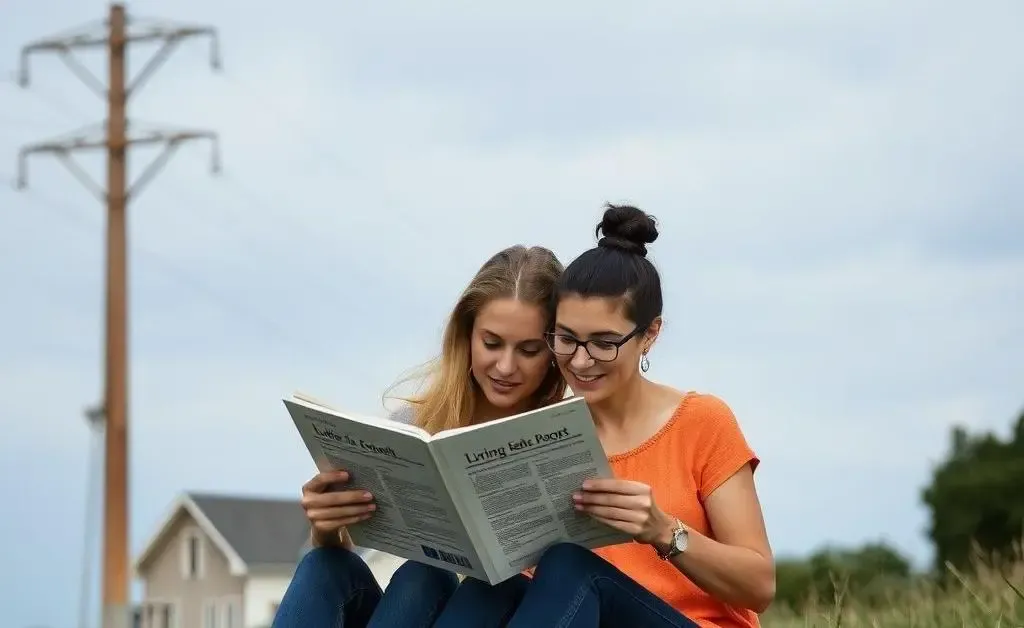 Couple reading about the effects of living near power lines on a troublesome Google search