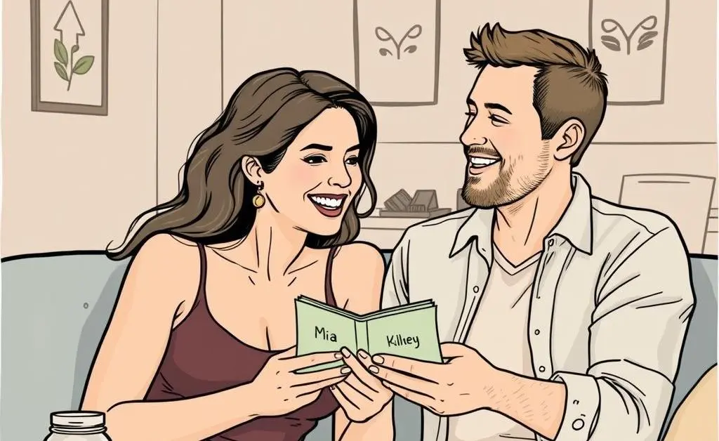 Mia tries to rationalize her spending to her mildly amused partner
