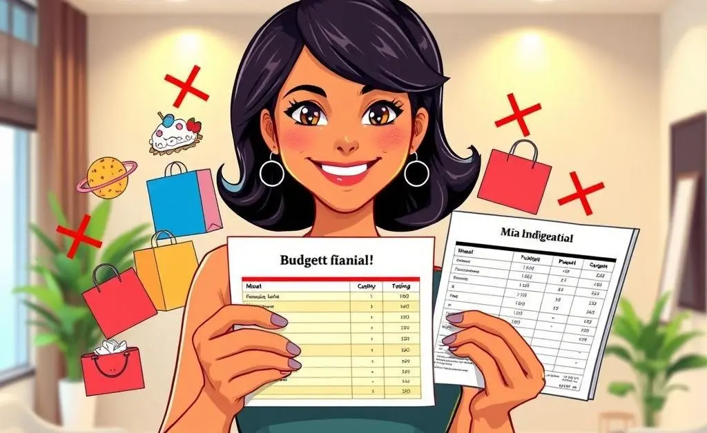 Mia crafting a new budget plan