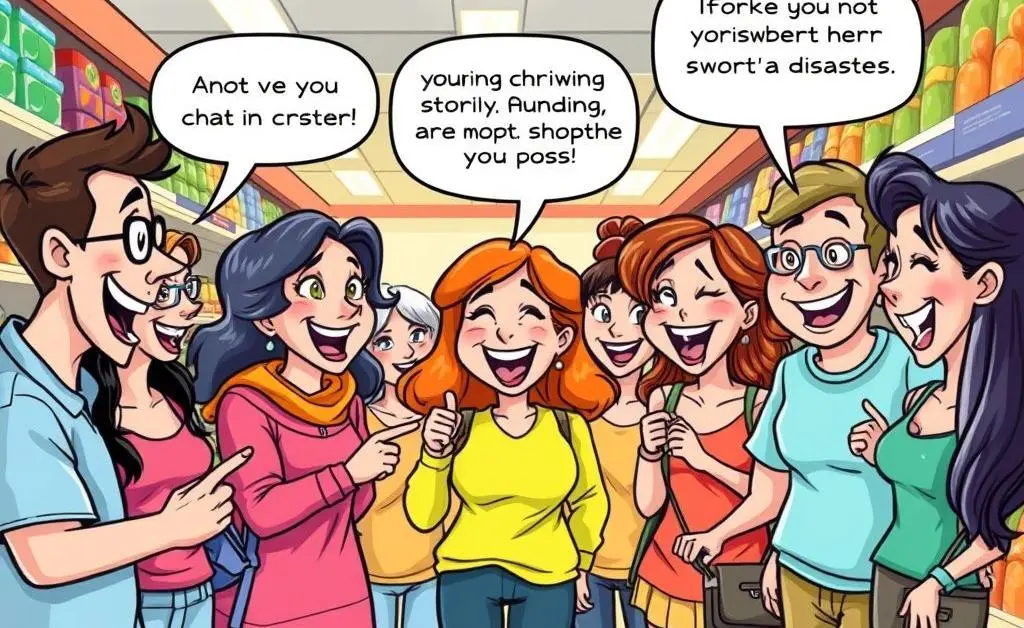 Friends comparing their shopping mishaps while laughing