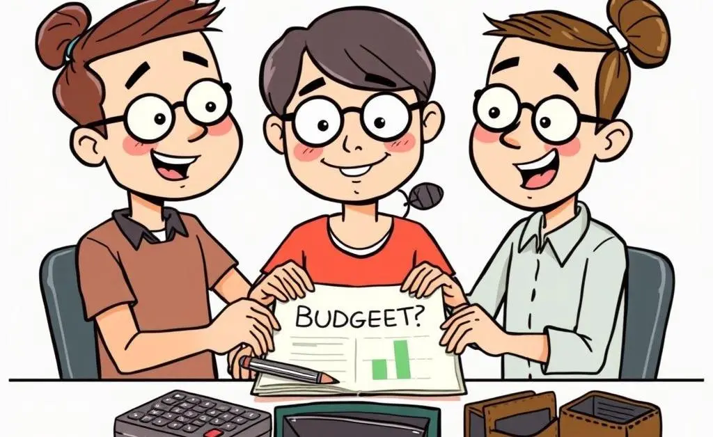 Characters creating a new budget plan together