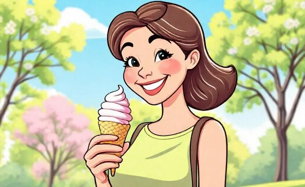 The woman treating herself to a planned ice cream cone purchase