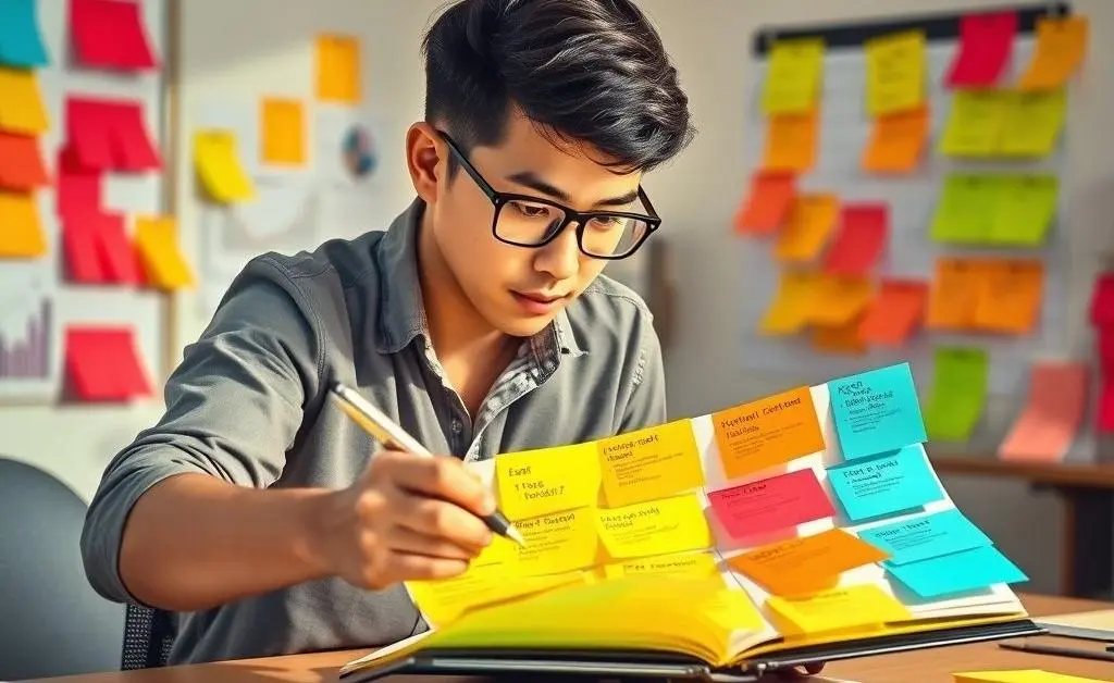 Character creating a new budget plan with a friend