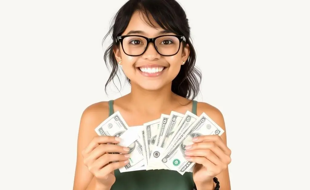 Mia celebrating her savings with frugal but fun activities
