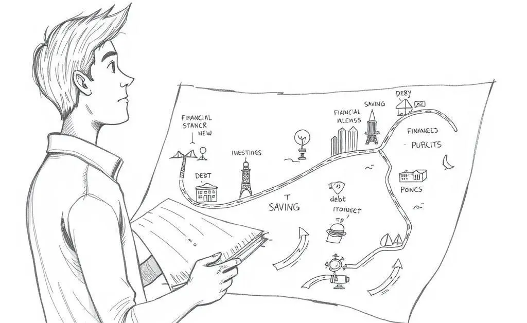 Roadmap with financial goals as destinations