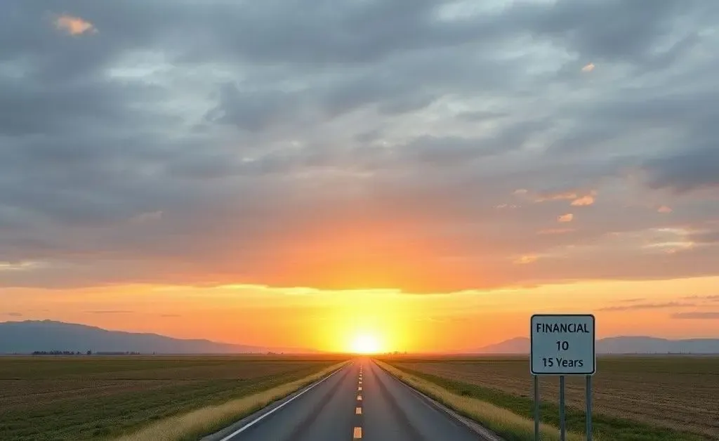 A road map towards financial independence with milestone markers.