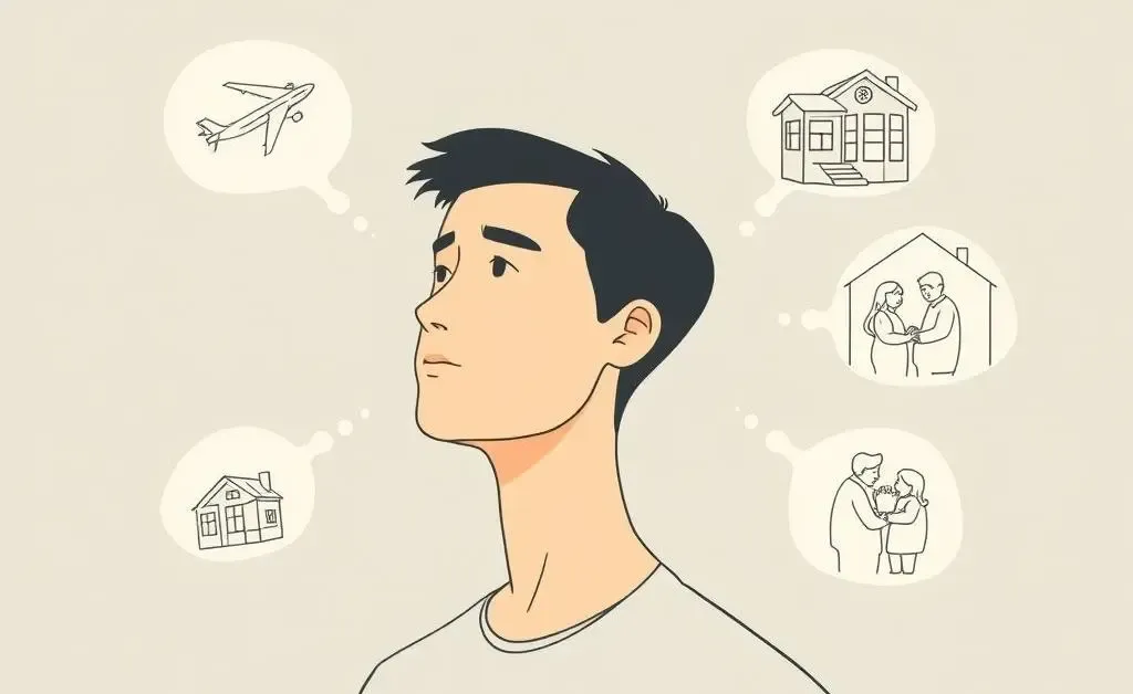Person imagining financial future possibilities