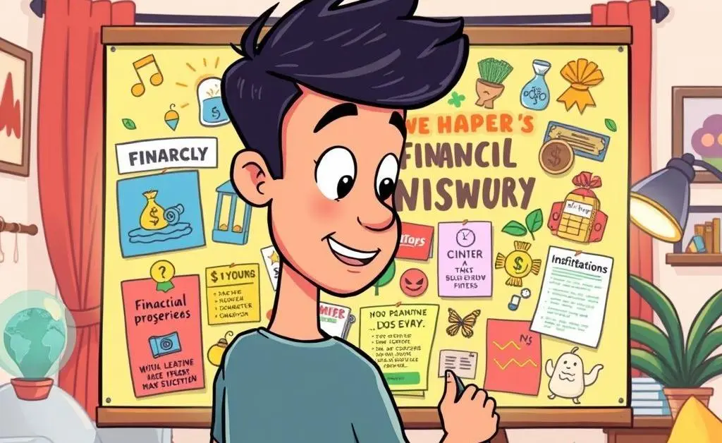 A person looking at a vision board with financial and life goals