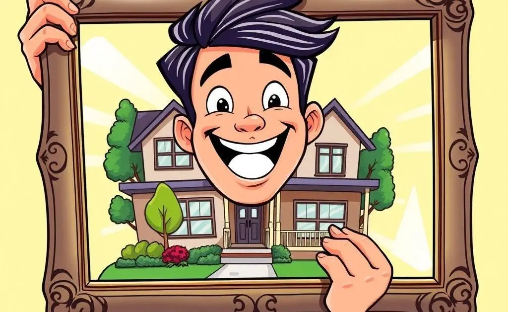Person holding a picture frame showing their envisioned future home