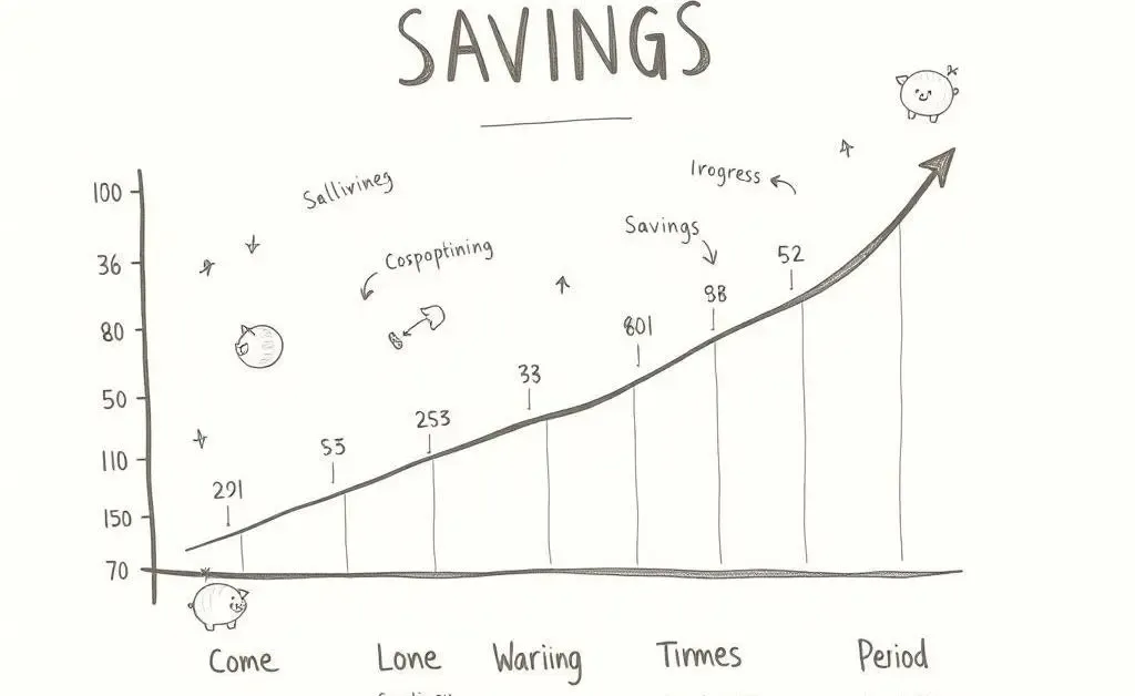 A chart showing savings growth over time