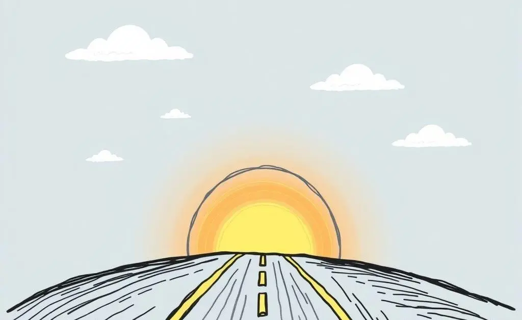 A hand-drawn style illustration of a roadmap leading into the horizon, symbolizing future financial planning.