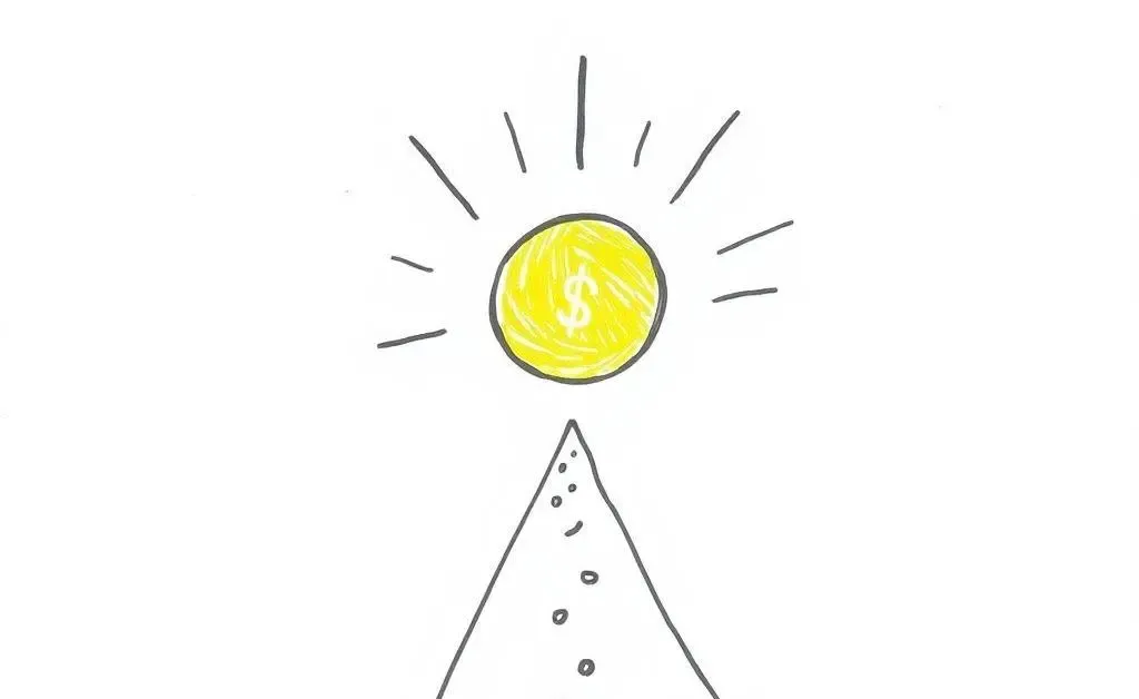 Simple hand-drawn image of a path leading to a brighter financial future.