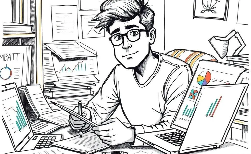 A hand-drawn illustration of a person confidently planning future retirement goals.
