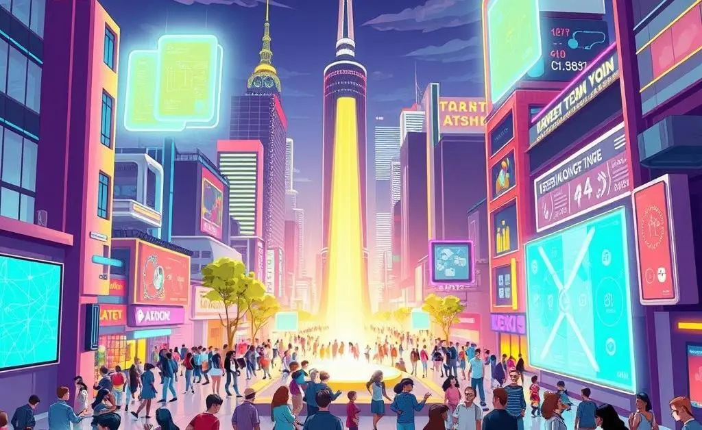 Futuristic digital technology and community interaction