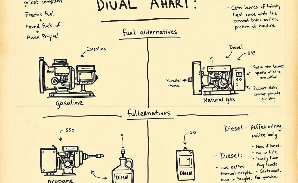 Chart comparing fuel options for dual fuel generators.