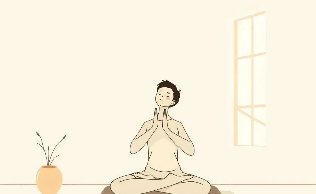 A person practicing deep breathing exercises in a peaceful room.